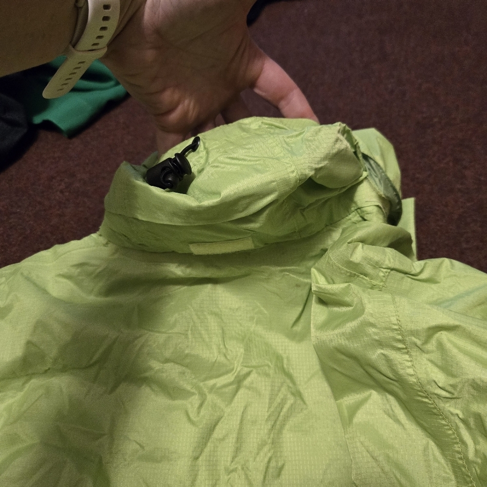 The Weather Co Women's Size Small Parka Jacket With Hidden Hood Lime Green/Navy - Picture 9 of 11